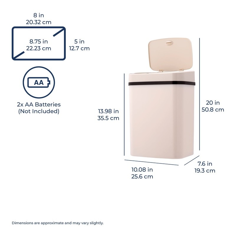 Automatic Motion Sensor Garbage Bin 3 Gal Touchless Soft Close Compact Indoor US