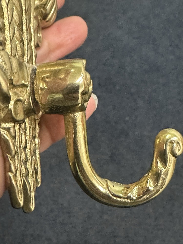 Vintage Solid Brass Plume Intricate Coat Hook