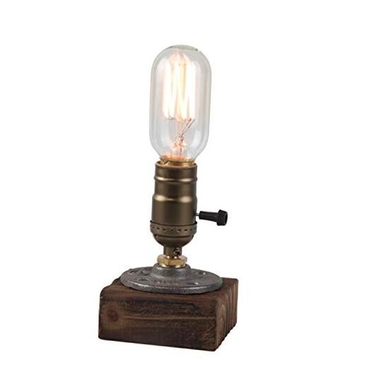 Vintage Table Lamp, Industrial Nightlight Steampunk Desk Bronze-Push button