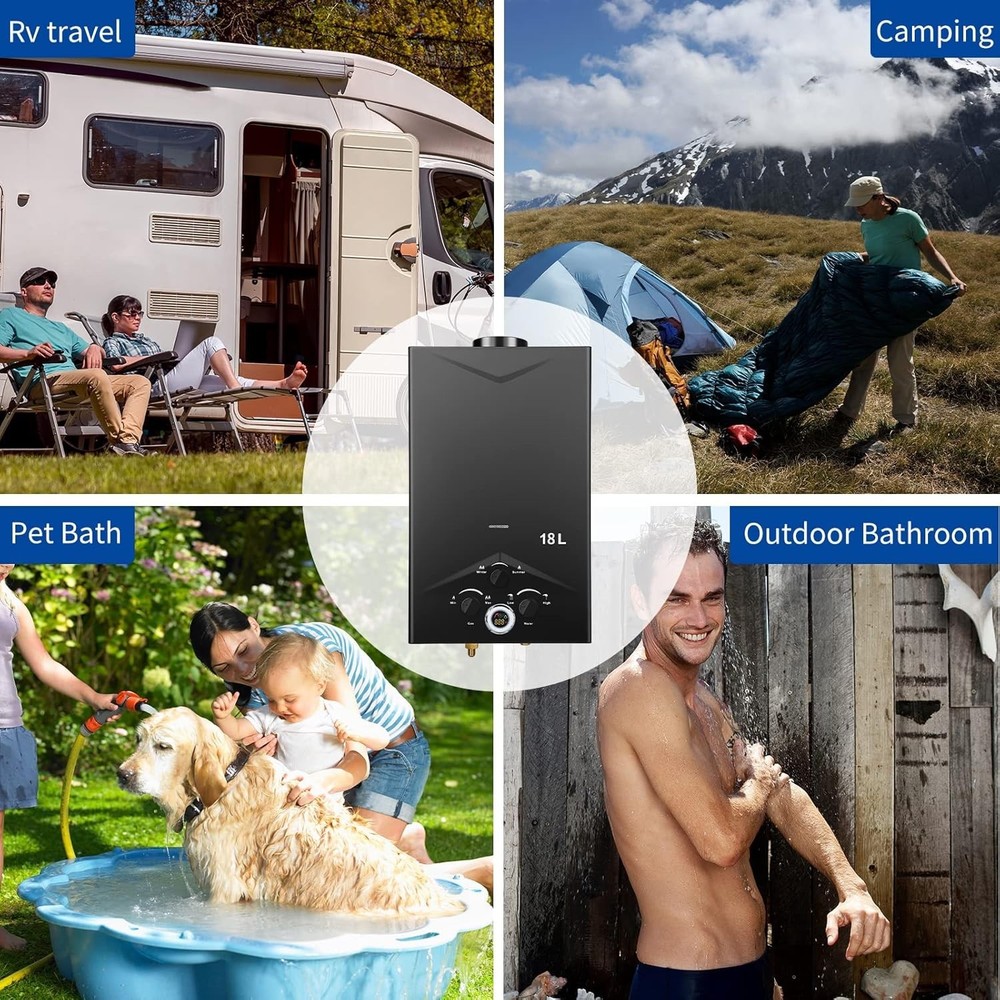 Multi-Protection Portable 4.74GPM Water Heater - Perfect for Camping & Pet Baths