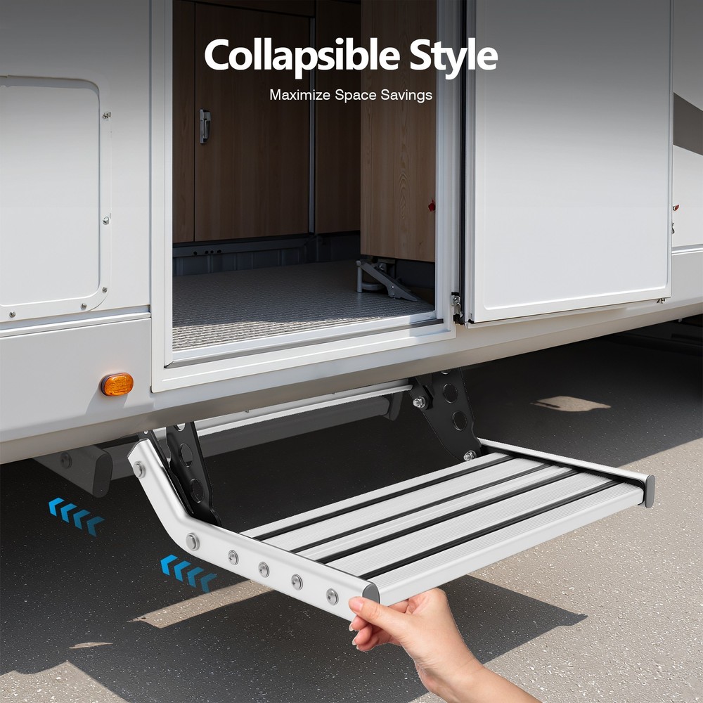 Folding RV Step Manual RV Step RV Trailer Camper Step with LED Light 330lbs Load
