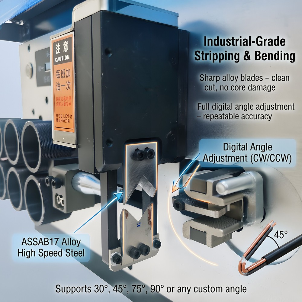 1-16mm² Fully Auto Computer Wire Stripping & Bending Machine w Touch Screen