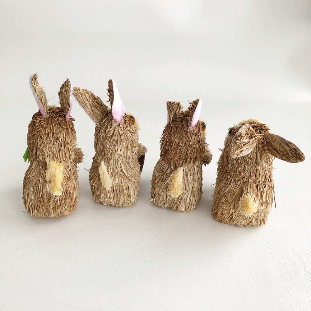 4 SISEL BUNNY RABBIT NAPKIN RINGS EASTER SPRING CARROTS