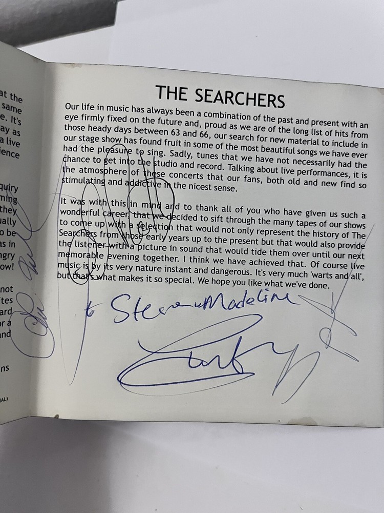 Autographed- The Searchers Live! CD- Signed
