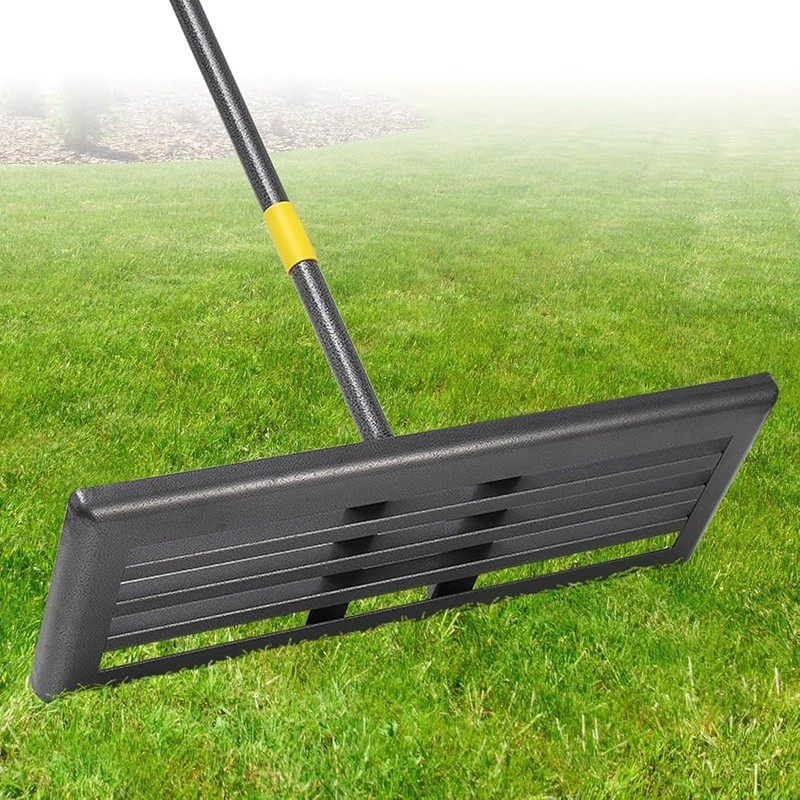 Heavy Duty Lawn Leveling Rake Adjustable Steel Handle Turf Grading Tool New