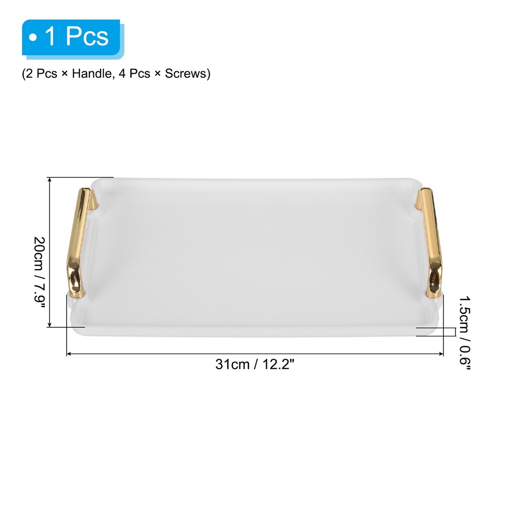 12.2" x 8.7" Modern Rectangular Decorative Tray Jewelry Platter White