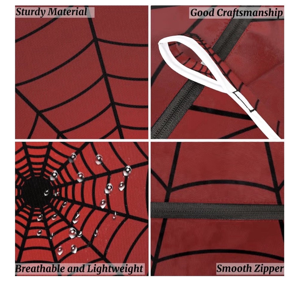 Spiders Web Red Hanging Laundry Hamper Bag Halloween Foldable Wall Basket
