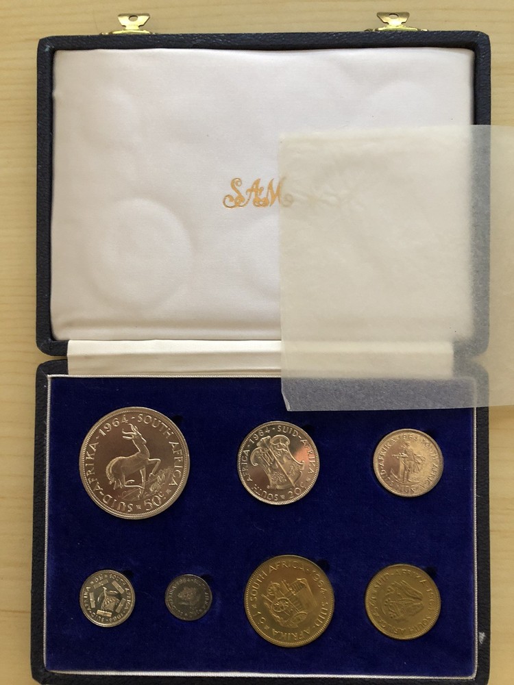 South Africa 1964 Proof Set 5 Silver Coins Original SAM Packaging