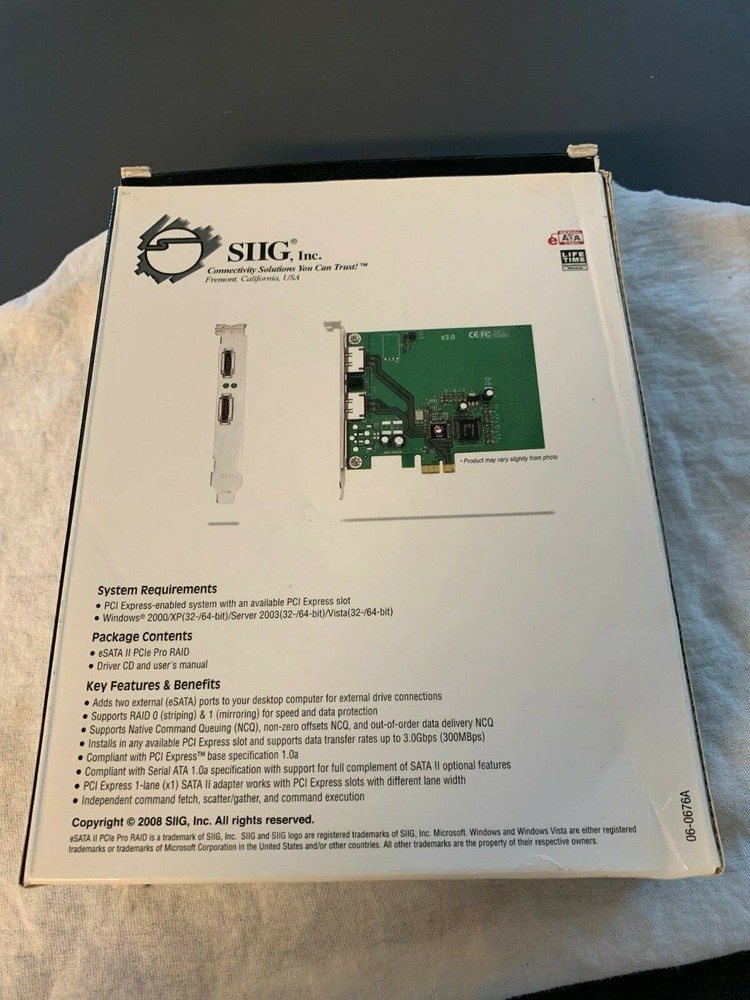 SIIG ESATA II PCIE PRO RAID CONTROLLER SC-SAE312-S3