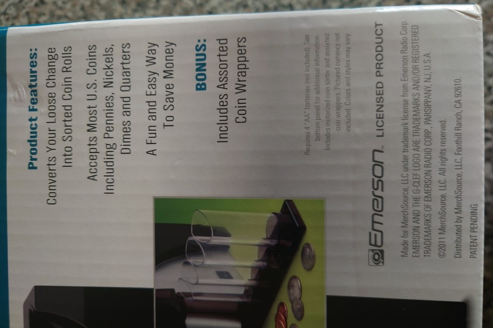 Emerson 4-Barrel Automatic Coin Sorter - Black