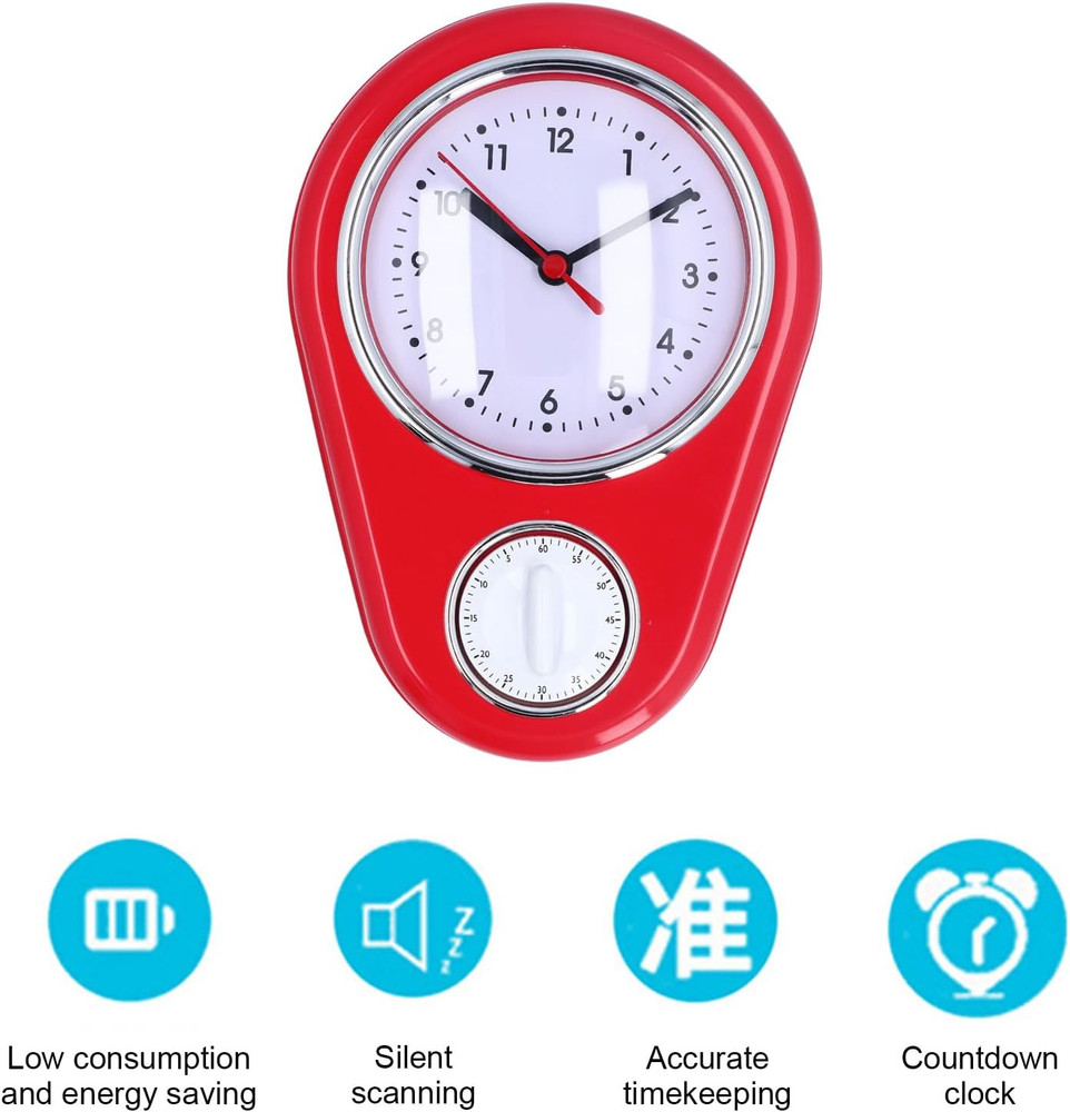 9 Inch Silent Kitchen Timer Wall Clock, 60-Minute Visual Countdown Timer