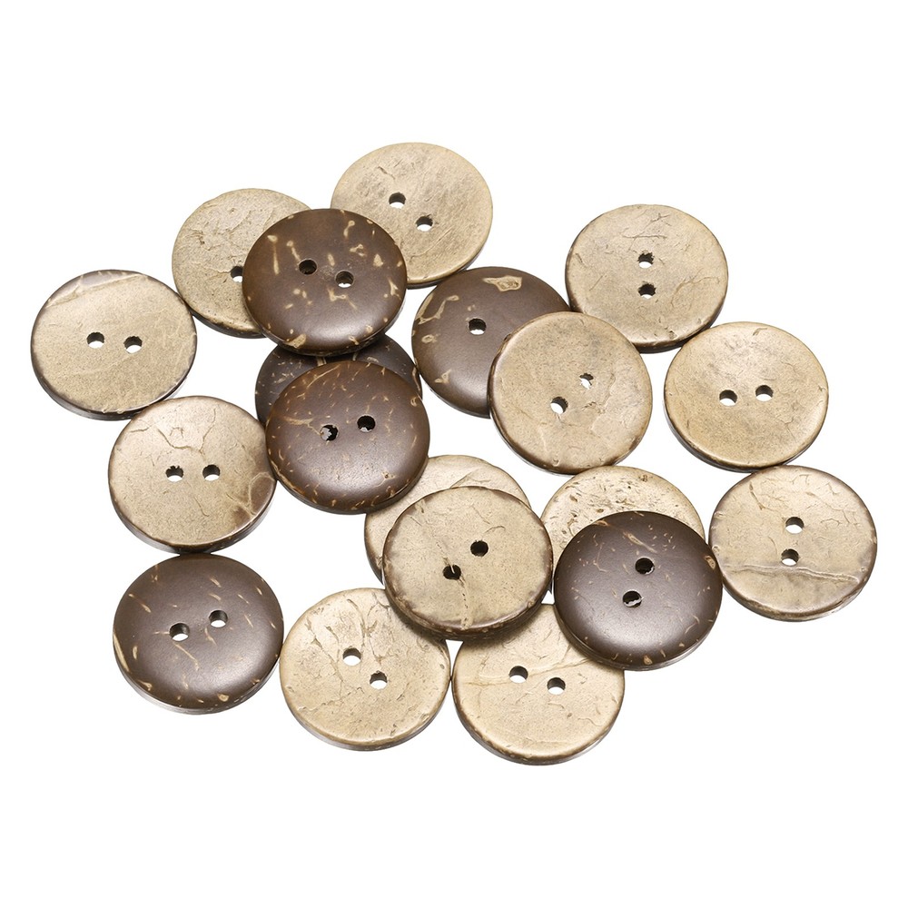 30pcs Coco Shell Buttons 20mm Handmade Sewing Crafts Round Button, Brown