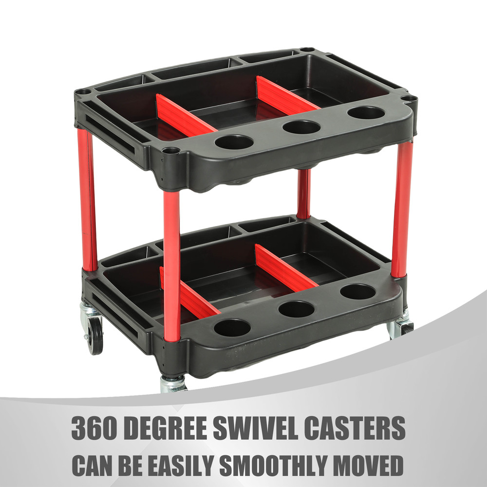 3-Level Composite PP Warehouse Garage Office Rolling Trolley W/Pegboard Casters