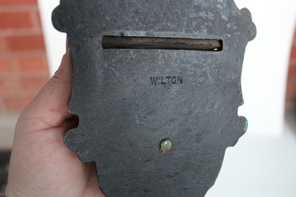 Vintage Wilton Cast Iron Hand-Painted Wall Match Safe