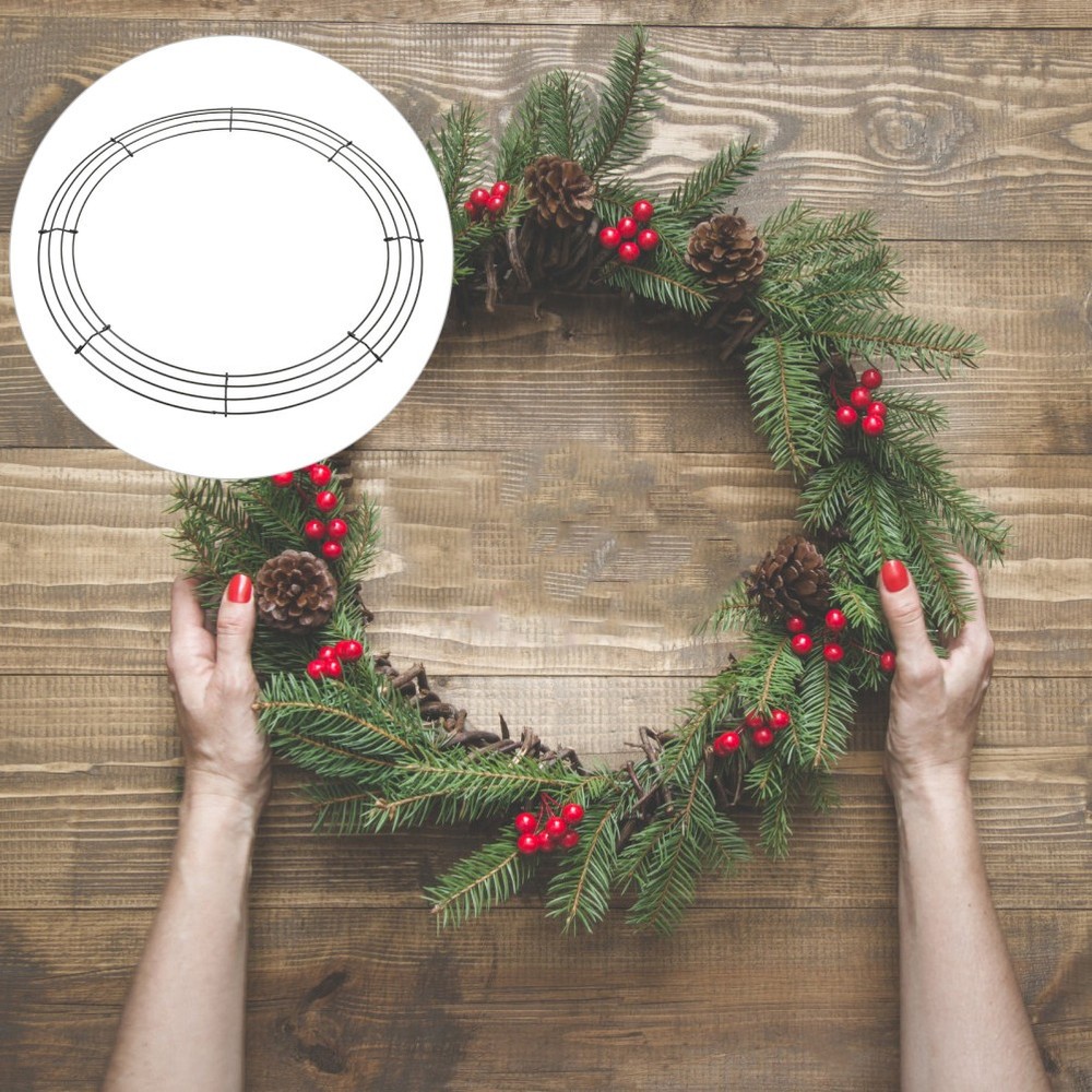 2 Pcs Round Wreath Making Ring Wire Forms Floral Metal Hoop Frame