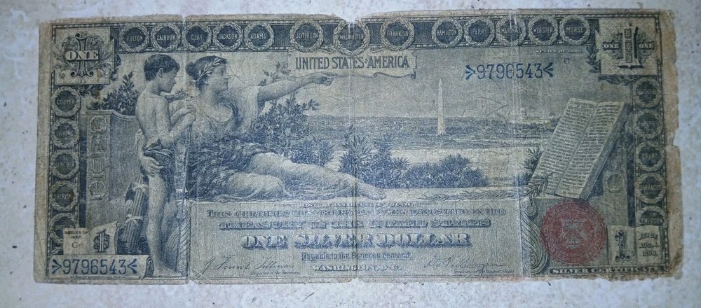 1896 One Dollar Educational Note Silver Certificate