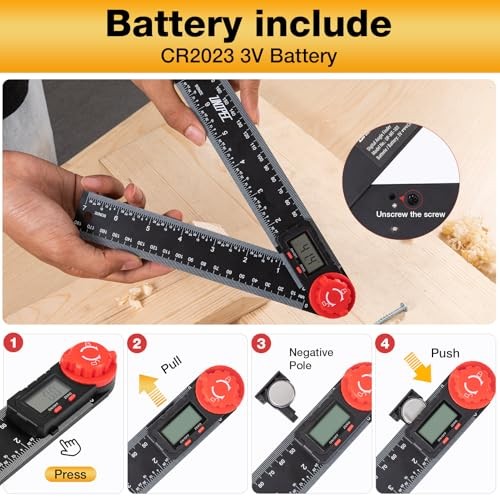 Digital Angle Finder Protractor, Angle Finder Ruler, 7inch 200mm ABS-Black