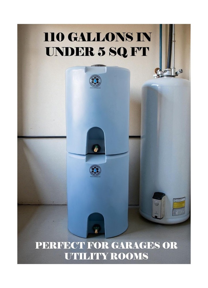55 Gallon Stackable Emergency Water Storage Tank for Long-Term Drinking Water...
