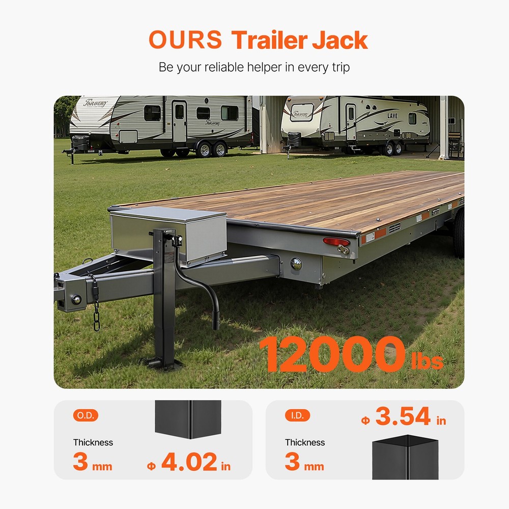 Trailer Jack Weld-on Pipe Mount Swivel Trailer Jack 12000 lbs 12.6" Travel