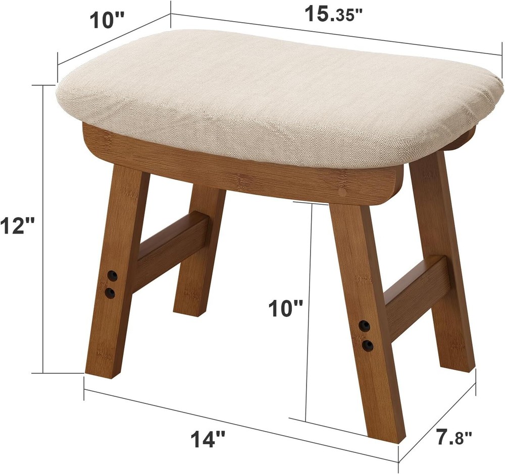 Foot Stools Ottoman, Small Soft Footrest Ottoman with Small, Walnut-beige