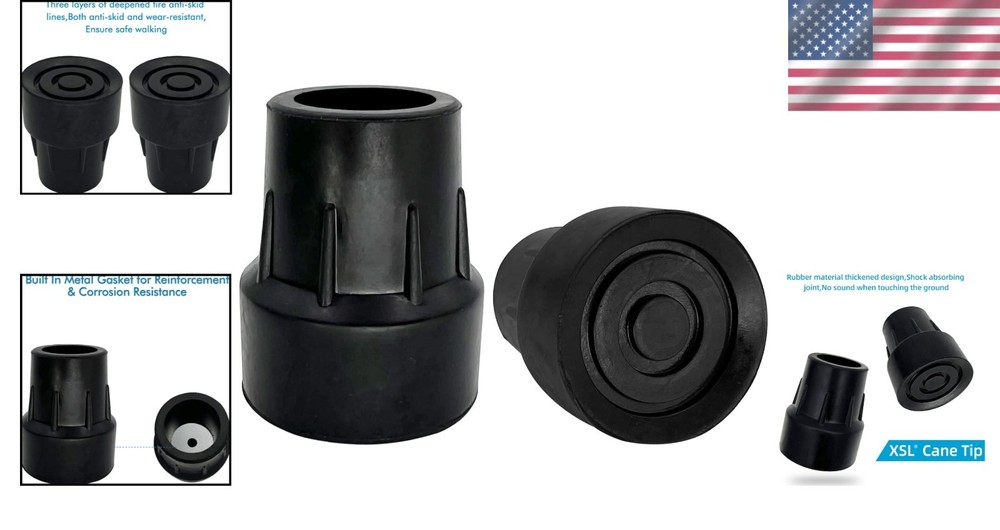 Essential 1-Inch Replacement Cane Tips - Safe, Durable & Skid-Resistant