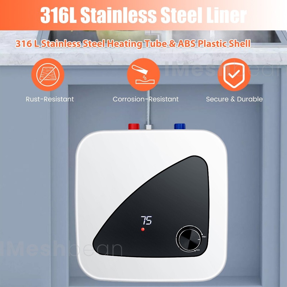 Electric Mini Tank Digital Display 8L Hot Water Heater Kitchen Bathroom 95-167°F