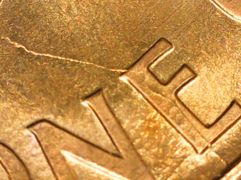 1995 Penny Reverse Die Crack