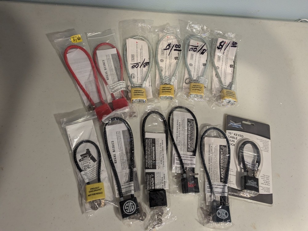 Assorted Cable Gun Locks AS PICTURED  QTY 12