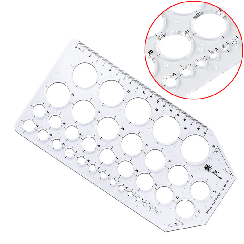 Clear Circle Template Stencil Metric Mathematics Ruler Drawing Drafting Tool Kit