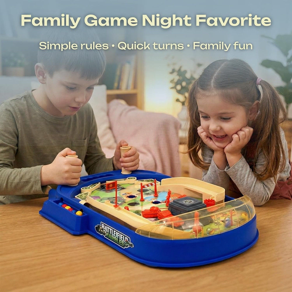 Battle Pinball Machine — Tabletop Arcade Game with Obstacles, Pull-Rod Launcher,