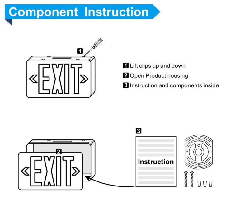 6 Packs Led Red Exit Sign & Emergency Exit Lights with Battery Backup Set.