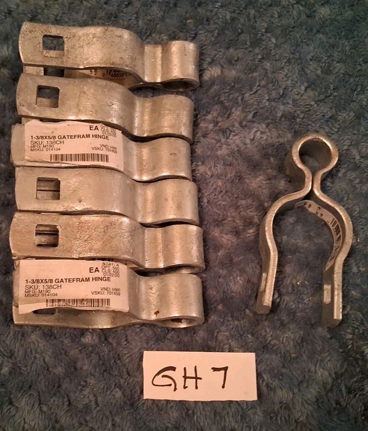 7 Galvanized Chain Link Gate Frame Hinges, 1-3/8" x 5/8"