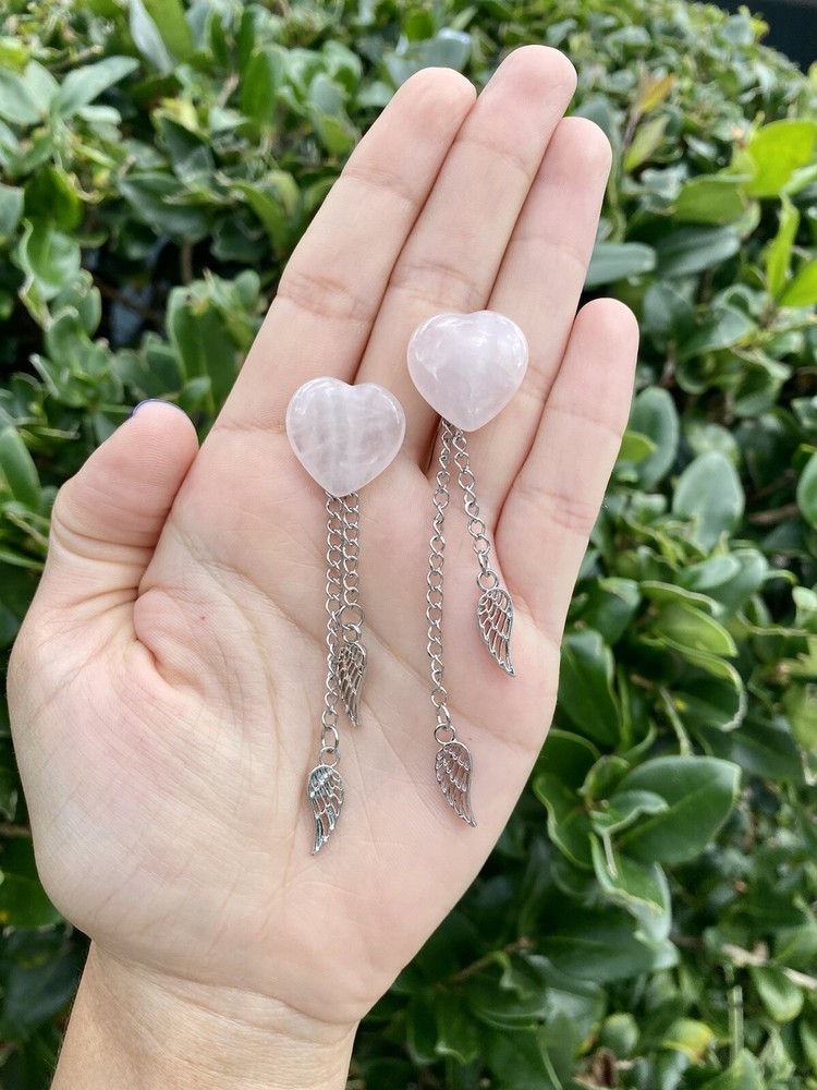 Rose Quartz Heart Earrings