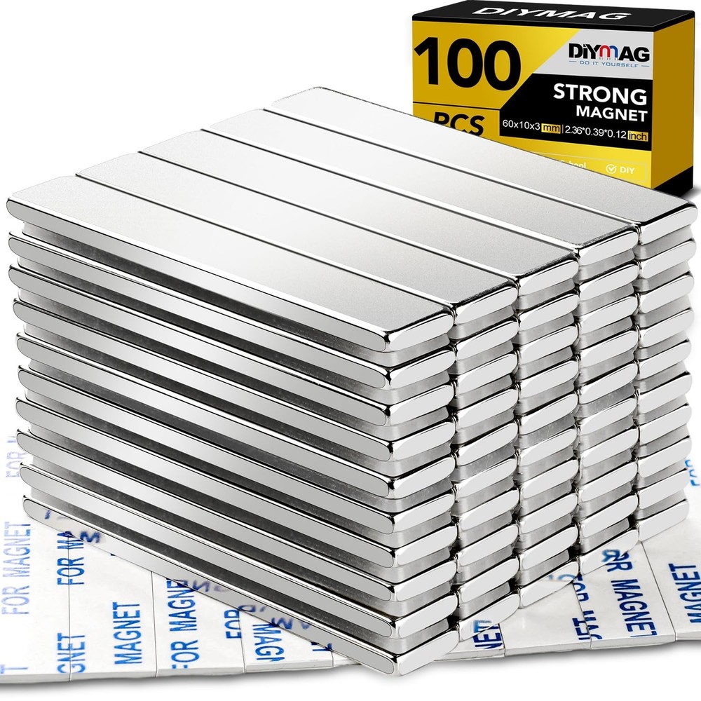 Versatile 100 Pack Neodymium Magnets - Rectangular Bars for Home or Office Use