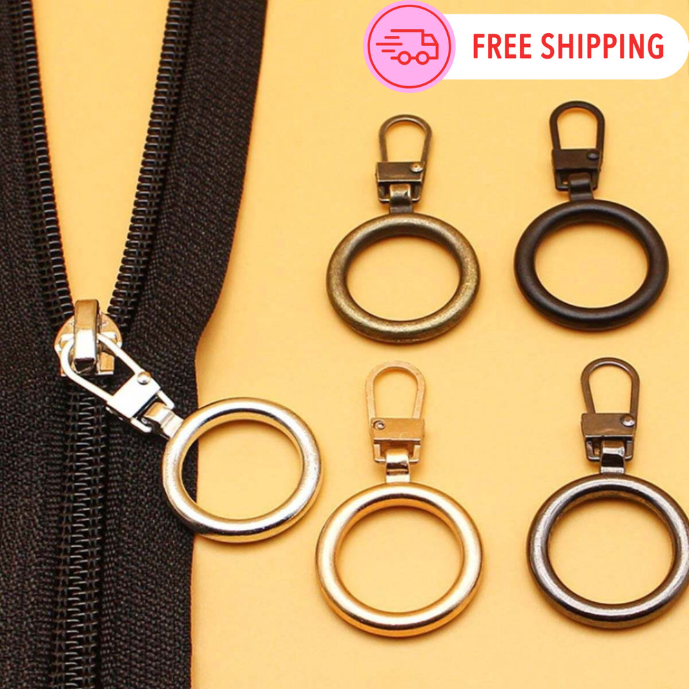 5x Zipper Puller Repair Metal Slider Pull Replacement Fix Bag Coat Instant Clip