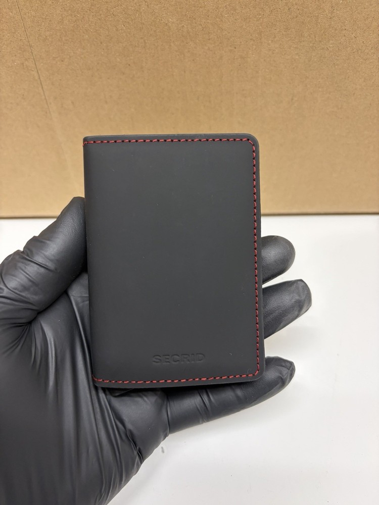 Secrid SM Slim Wallet Matte Black & Red Stitching