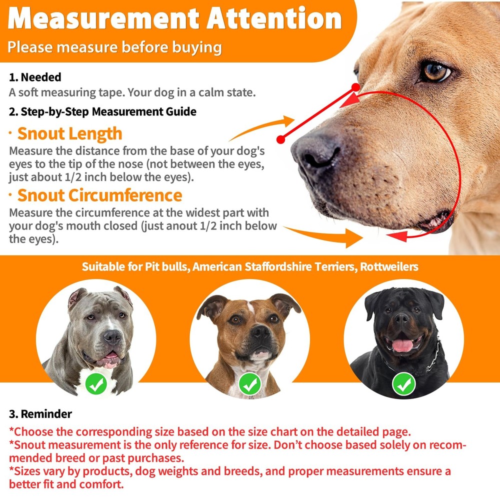Pitbull Muzzle for Large Medium Sized Dogs to Prevent Biting Scavenging, Bask...