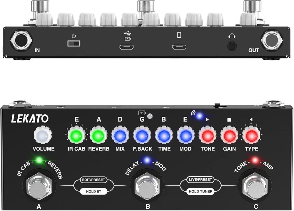 Multi Effects Guitar Pedal: 9 AMP Models, USB & Bluetooth Recording Support