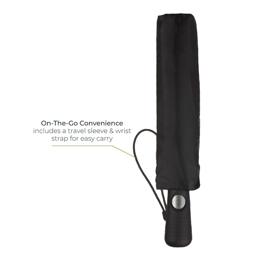 Totes Blue Line Golf Size Auto Open/Close Umbrella, Black