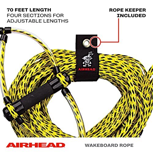 Trick Handle Wakeboard Rope, 4 Sections, 75-Feet, Yellow