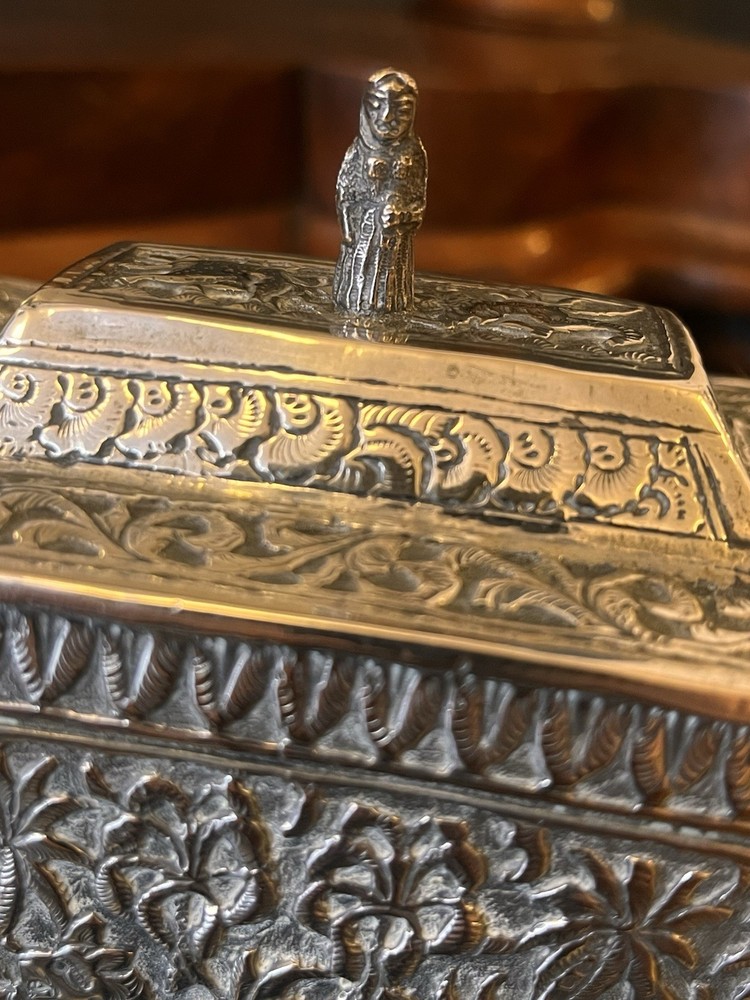 Antique Anglo Indian Unmarked Silver Tea Caddy