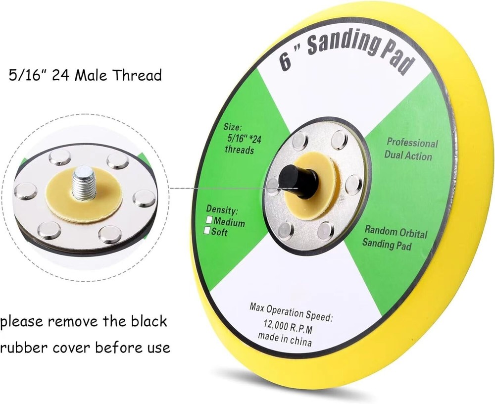REPLACEMENT 6" INCH ROUND PSA DA SANDING DISC PAD SANDPAPER