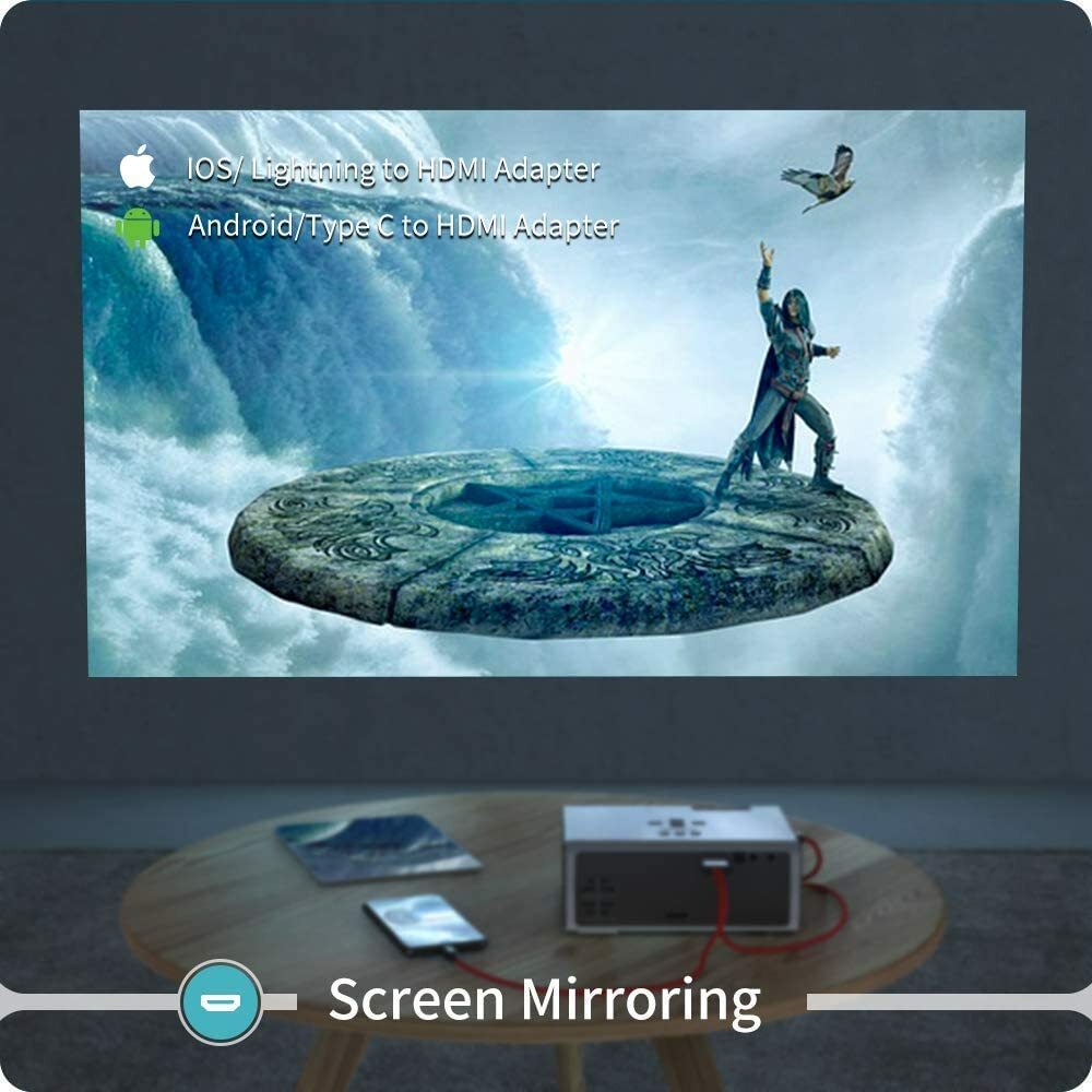 Mini Projector with 1080P Supported, Portable Projector with iOS/Android Connect
