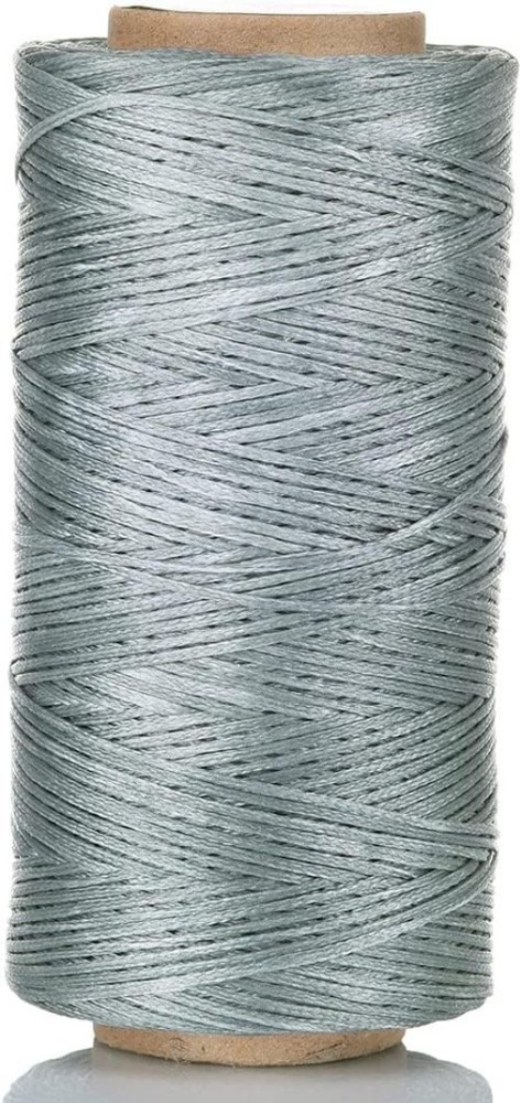 Versatile Flat Waxed Thread 284 Yards 0.8mm Silver Grey for DIY Sewing Projects