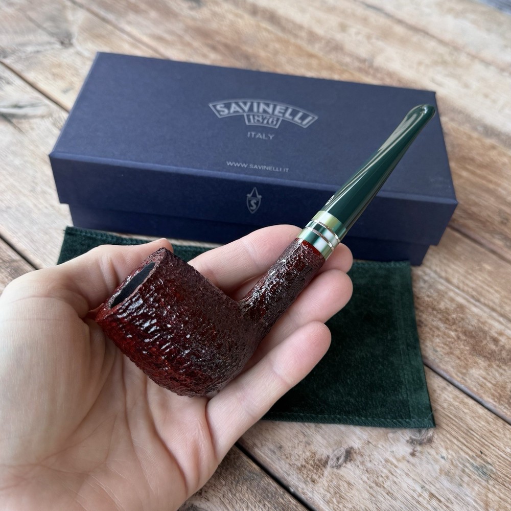 Savinelli Foresta Rusticated Brown Billiard (111 KS) 6mm Filter Pipe - New