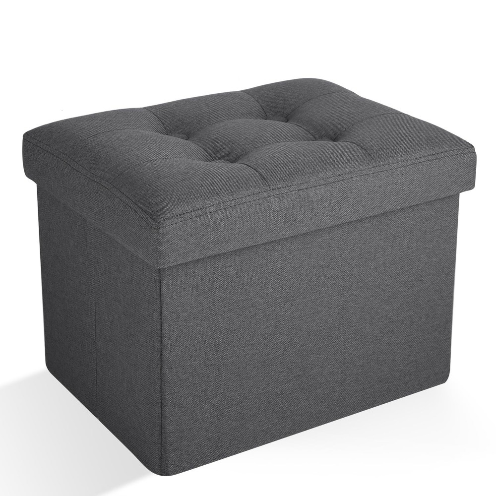 Grey Storage Ottoman, Foot Rest Stool, Foldable Entryway Bench