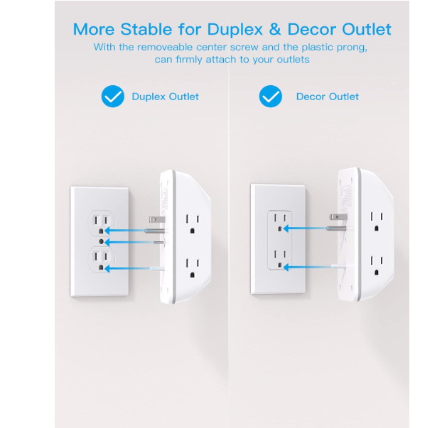 Outlet Extender with Night Light, Multi Plug Outlet, USB Wall Charger Surge Prot