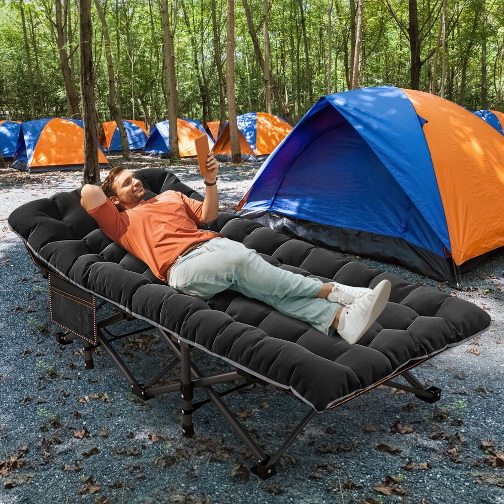 Oversized Folding Bed Cot with Mattress, Portable Camping Cot with Carry Bag