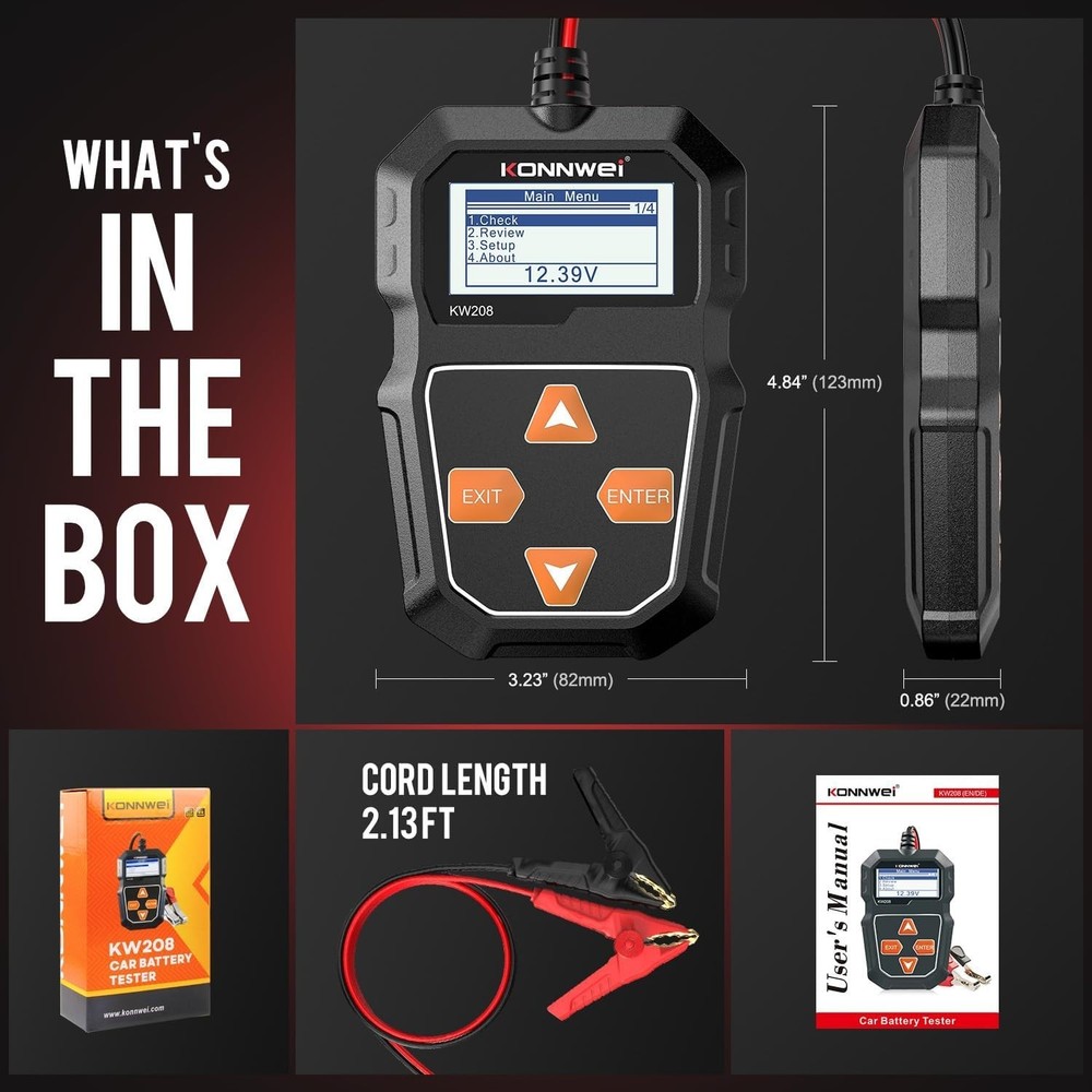 Durable 12V Cranking and Charging Tester with Multi-Language Support - Versatile