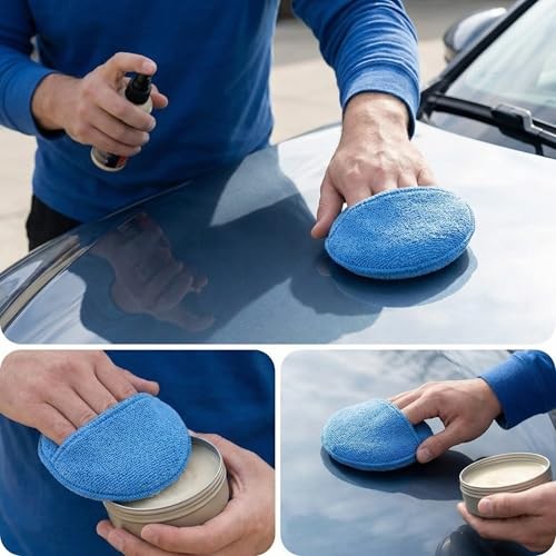Wax Applicator Pad (15 Pack)，5 Inch Microfiber Wax Applicator Pads，Washable